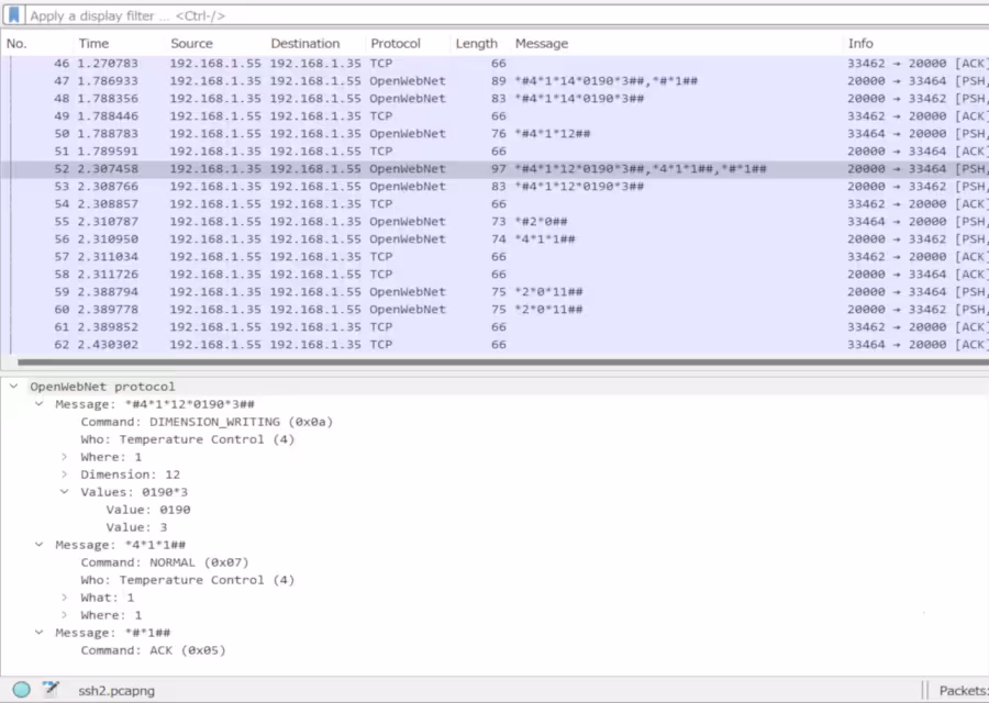 An OpenWebNet dissector for Wireshark