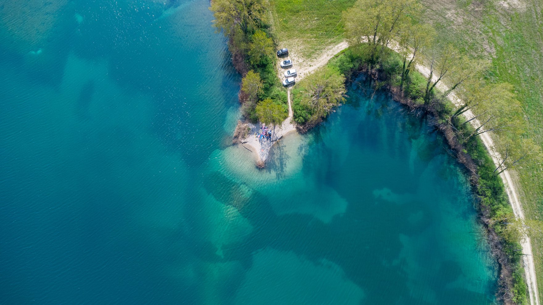 Aerial view of a lake